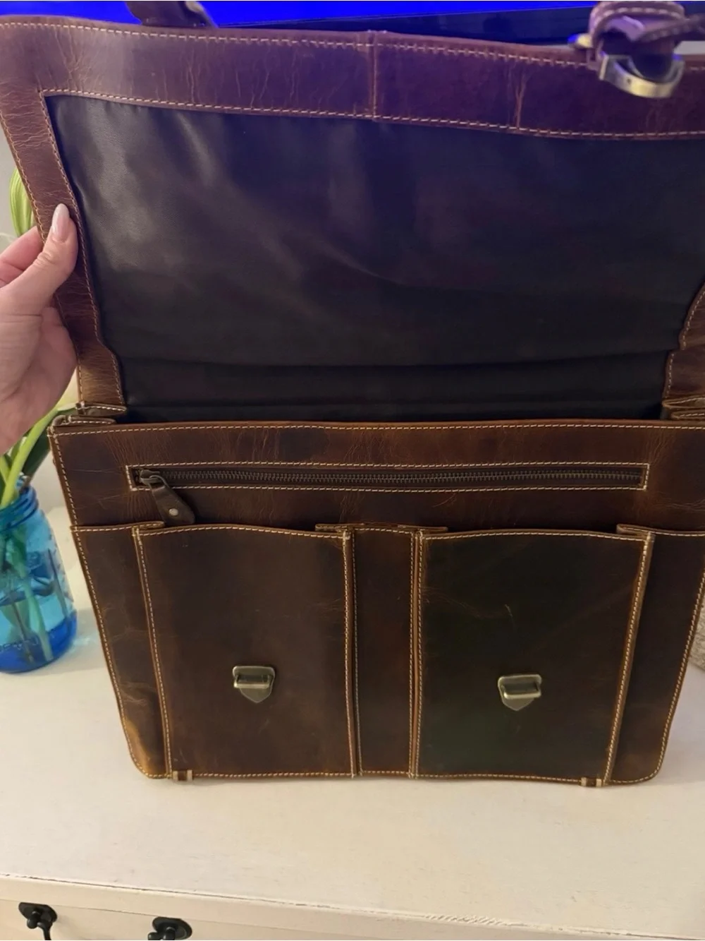 Brown Leather Briefcase - Classic Men's Bag